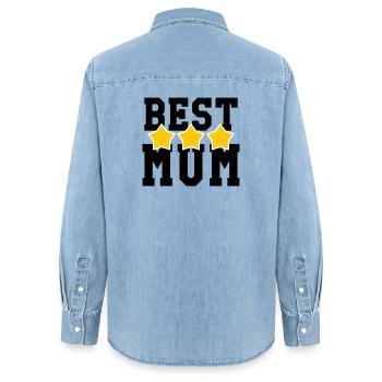 Beste Mama - Muttertag - Frauen Jeanshemd Organic von Stanley/Stella - verwaschenes Hellblau - Hinten - AI Model Female 172 light (172cm)