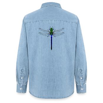 Neon Dragonfly Kybalion Combination Design Woman - Frauen Jeanshemd Organic von Stanley/Stella - verwaschenes Hellblau - Hinten - AI Model Female 172 light (172cm)