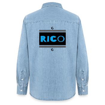 Rico - Frauen Jeanshemd Organic von Stanley/Stella - verwaschenes Hellblau - Hinten - AI Model Female 172 light (172cm)