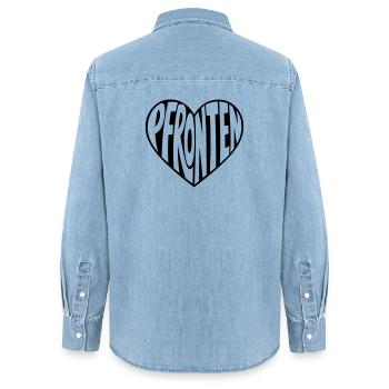 Pfronten Allgäu au cœur - Chemise en denim femme bio Stanley/Stella - bleu clair délavé - Dos - AI Model Female 172 light (172cm)