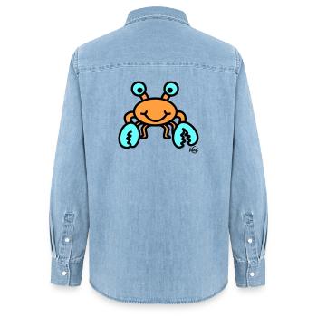 Krebs groß - Frauen Jeanshemd Organic von Stanley/Stella - verwaschenes Hellblau - Hinten - AI Model Female 172 light (172cm)