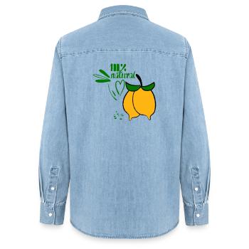 Zitronen - Frauen Jeanshemd Organic von Stanley/Stella - verwaschenes Hellblau - Hinten - AI Model Female 172 light (172cm)
