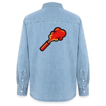 Icône de fumée Pyro du Bengale - Chemise en denim femme bio Stanley/Stella - bleu clair délavé - Dos - AI Model Female 172 light (172cm)