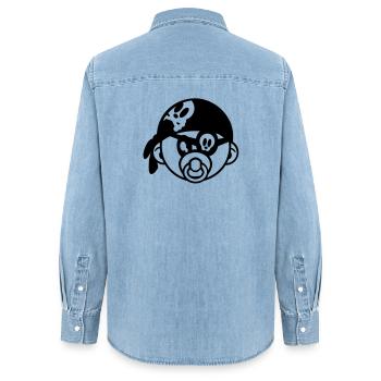 baby pirat - Frauen Jeanshemd Organic von Stanley/Stella - verwaschenes Hellblau - Hinten - AI Model Female 172 light (172cm)