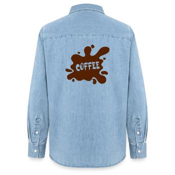 Tache de café au design artistique - Chemise en denim femme bio Stanley/Stella - bleu clair délavé - Dos - AI Model Female 172 light (172cm)