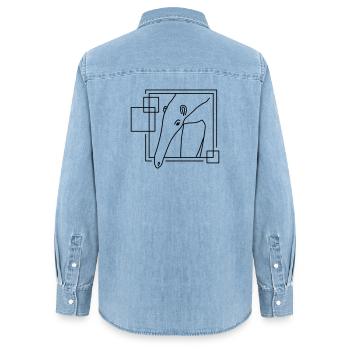 Anteater in Geometric Shape - Line Art Design - Women’s Organic Denim Shirt by Stanley/Stella - light wash - Back - AI Model Female 172 light (172cm)