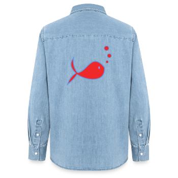 VIELEN DANK. DANKE. JAHRESTAG. GEBURT. RUHESTAND. - Frauen Jeanshemd Organic von Stanley/Stella - verwaschenes Hellblau - Hinten - AI Model Female 172 light (172cm)