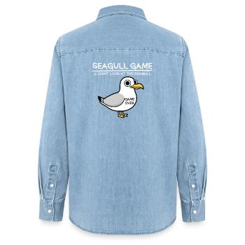 Möwenspiel Schau nicht auf die Möwe Lustig - Frauen Jeanshemd Organic von Stanley/Stella - verwaschenes Hellblau - Hinten - AI Model Female 172 light (172cm)
