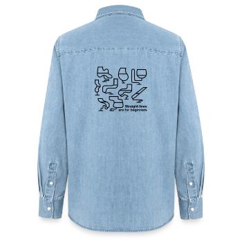 Les lignes droites sont pour les débutants - Chemise en denim femme bio Stanley/Stella - bleu clair délavé - Dos - AI Model Female 172 light (172cm)