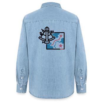 Sextant Navigation Map Vector - Women’s Organic Denim Shirt by Stanley/Stella - light wash - Back - AI Model Female 172 light (172cm)