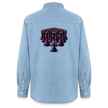 Lonely peasant against king's army - Women’s Organic Denim Shirt by Stanley/Stella - light wash - Back - AI Model Female 172 light (172cm)