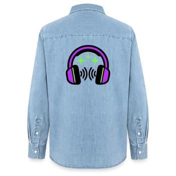 Headphones Stars Icon - Women’s Organic Denim Shirt by Stanley/Stella - light wash - Back - AI Model Female 172 light (172cm)