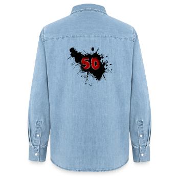 50th birthday - Women’s Organic Denim Shirt by Stanley/Stella - light wash - Back - AI Model Female 172 light (172cm)