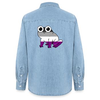 Frog Ace Pride - Women’s Organic Denim Shirt by Stanley/Stella - light wash - Back - AI Model Female 172 light (172cm)