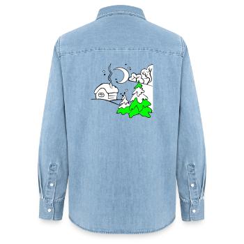 Winter - Frauen Jeanshemd Organic von Stanley/Stella - verwaschenes Hellblau - Hinten - AI Model Female 172 light (172cm)