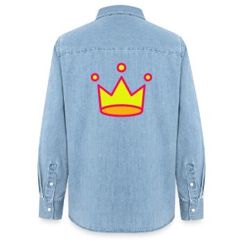 Icône de la couronne - Chemise en denim femme bio Stanley/Stella - bleu clair délavé - Dos - AI Model Female 172 light (172cm)