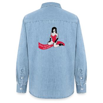 Hamburg - Frauen Jeanshemd Organic von Stanley/Stella - verwaschenes Hellblau - Hinten - AI Model Female 172 light (172cm)
