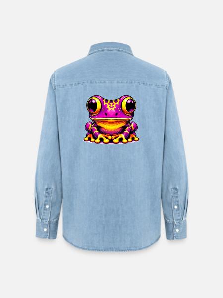 Frosch - Frauen Jeanshemd Organic von Stanley/Stella - verwaschenes Hellblau