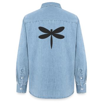 Libelle Silhouette  - Frauen Jeanshemd Organic von Stanley/Stella - verwaschenes Hellblau - Hinten - AI Model Female 172 light (172cm)