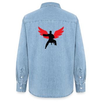 Aikido – Kampfsport – Aikido - Frauen Jeanshemd Organic von Stanley/Stella - verwaschenes Hellblau - Hinten - AI Model Female 172 light (172cm)