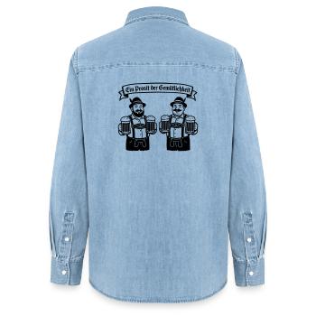 Bier männer - Ein Prosit der Gemütlichkeit - Frauen Jeanshemd Organic von Stanley/Stella - verwaschenes Hellblau - Hinten - AI Model Female 172 light (172cm)