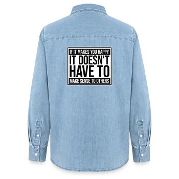 If Makes You Happy Sense Others Spruch Glück Frei - Frauen Jeanshemd Organic von Stanley/Stella - verwaschenes Hellblau - Hinten - AI Model Female 172 light (172cm)