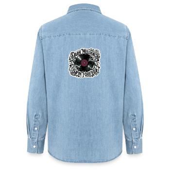 Dark Melodies Spin Forever - Women’s Organic Denim Shirt by Stanley/Stella - light wash - Back - AI Model Female 172 light (172cm)