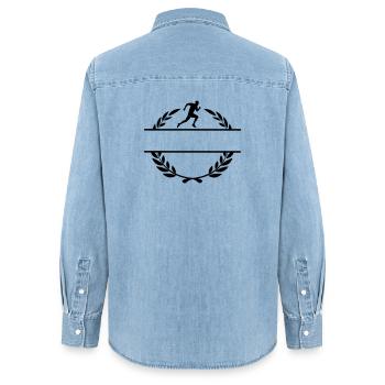 Coureur en couronne de laurier - Chemise en denim femme bio Stanley/Stella - bleu clair délavé - Dos - AI Model Female 172 light (172cm)