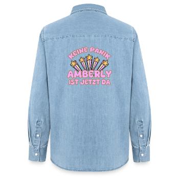 Amberly comme nom de femme - Chemise en denim femme bio Stanley/Stella - bleu clair délavé - Dos - AI Model Female 172 light (172cm)