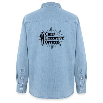 PDG - Chief Executive Officer - Chemise en denim femme bio Stanley/Stella - bleu clair délavé - Dos - AI Model Female 172 light (172cm)