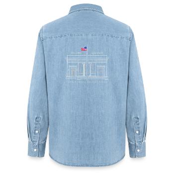 Boulder, Colorado, USA, Zeichnung Bibliothek - Frauen Jeanshemd Organic von Stanley/Stella - verwaschenes Hellblau - Hinten - AI Model Female 172 light (172cm)