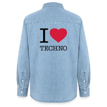 J’ADORE LA TECHNO - Chemise en denim femme bio Stanley/Stella - bleu clair délavé - Dos - AI Model Female 172 light (172cm)