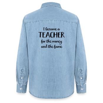 teacher - Women’s Organic Denim Shirt by Stanley/Stella - light wash - Back - AI Model Female 172 light (172cm)