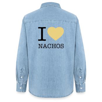 I LOVE NACHOS - Women’s Organic Denim Shirt by Stanley/Stella - light wash - Back - AI Model Female 172 light (172cm)