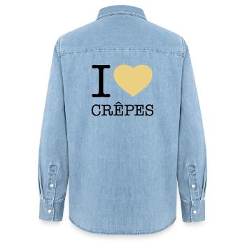 I LOVE CREPES Pfannkuchen - Frauen Jeanshemd Organic von Stanley/Stella - verwaschenes Hellblau - Hinten - AI Model Female 172 light (172cm)