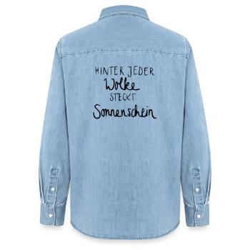 Hinter jeder Wolke steckt Sonnenschein - Frauen Jeanshemd Organic von Stanley/Stella - verwaschenes Hellblau - Hinten - AI Model Female 172 light (172cm)
