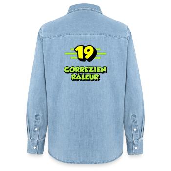 Klagender Correzien - Frauen Jeanshemd Organic von Stanley/Stella - verwaschenes Hellblau - Hinten - AI Model Female 172 light (172cm)
