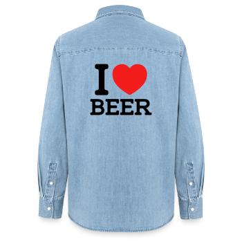 I love Beer (Farben änderbar) - Frauen Jeanshemd Organic von Stanley/Stella - verwaschenes Hellblau - Hinten - AI Model Female 172 light (172cm)
