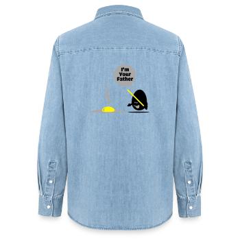 egg vader - Frauen Jeanshemd Organic von Stanley/Stella - verwaschenes Hellblau - Hinten - AI Model Female 172 light (172cm)