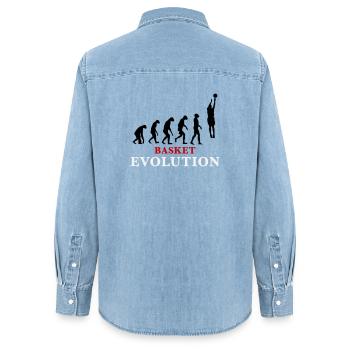 Basket Evolution Sports et humour 3c - Chemise en denim femme bio Stanley/Stella - bleu clair délavé - Dos - AI Model Female 172 light (172cm)