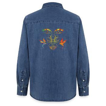 Zen-Gesicht - Frauen Jeanshemd Organic von Stanley/Stella - verwaschenes Mittelblau  - Hinten - AI Model Female 172 light (172cm)