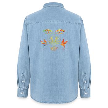 Zen-Gesicht - Frauen Jeanshemd Organic von Stanley/Stella - verwaschenes Hellblau - Hinten - AI Model Female 172 light (172cm)