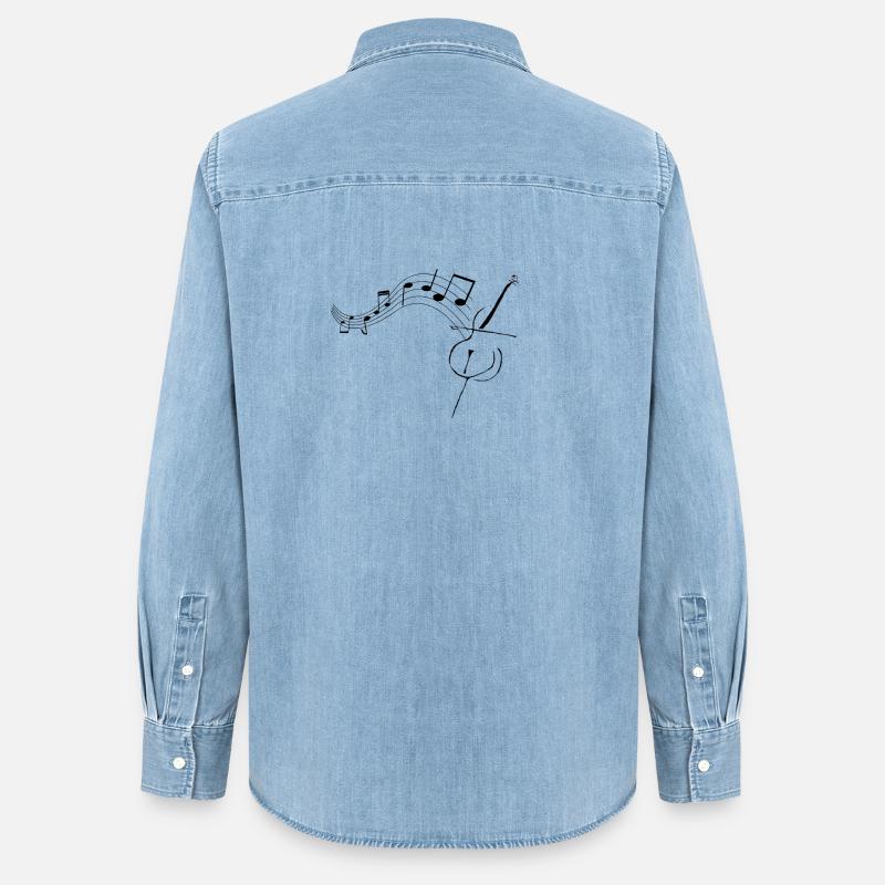 Violoncelle avec notes1 - Chemise en denim femme bio Stanley/Stella - bleu clair délavé