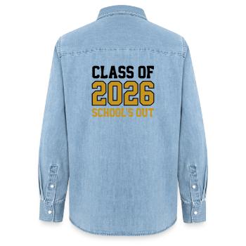 Class of 2026 Schools Out Logo - Women’s Organic Denim Shirt by Stanley/Stella - light wash - Back - AI Model Female 172 light (172cm)