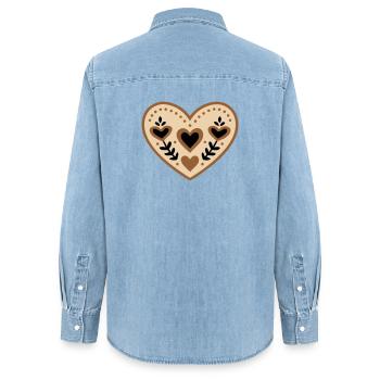 Folklore Herz Tracht Muttertag - Frauen Jeanshemd Organic von Stanley/Stella - verwaschenes Hellblau - Hinten - AI Model Female 172 light (172cm)
