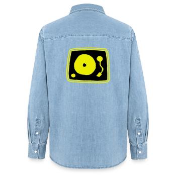 Record player - Women’s Organic Denim Shirt by Stanley/Stella - light wash - Back - AI Model Female 172 light (172cm)
