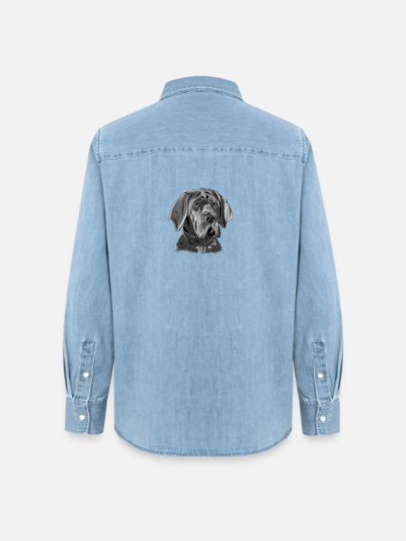 Dogge - Frauen Jeanshemd Organic von Stanley/Stella - verwaschenes Hellblau