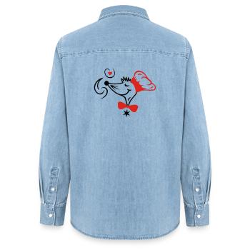 Sternekoch, backen, Koch - Frauen Jeanshemd Organic von Stanley/Stella - verwaschenes Hellblau - Hinten - AI Model Female 172 light (172cm)