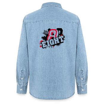 nombre élégant huit graffiti en 3D - Chemise en denim femme bio Stanley/Stella - bleu clair délavé - Dos - AI Model Female 172 light (172cm)