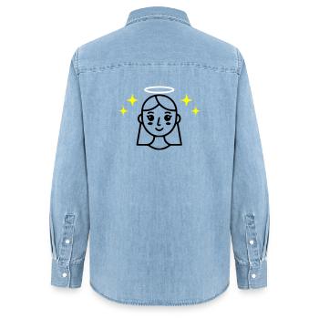 Engel-strahlendes-gesicht-schoenheit-selbstlieb - Frauen Jeanshemd Organic von Stanley/Stella - verwaschenes Hellblau - Hinten - AI Model Female 172 light (172cm)